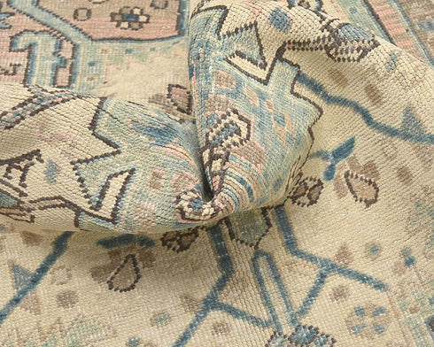 11 Ft Vintage Brown Persian Style Hand Knotted Low Pile Wool Runner Rug